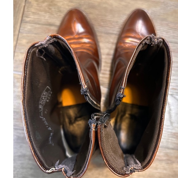 Vintage Texas American Made Brown Leather Western Zip Ankle Cowboy Boots 8.5EE M - Picture 7 of 15